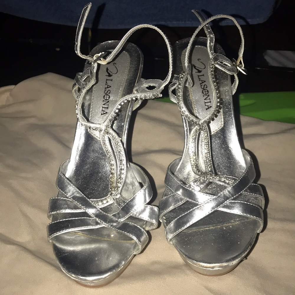 Silver high heels, 3inches